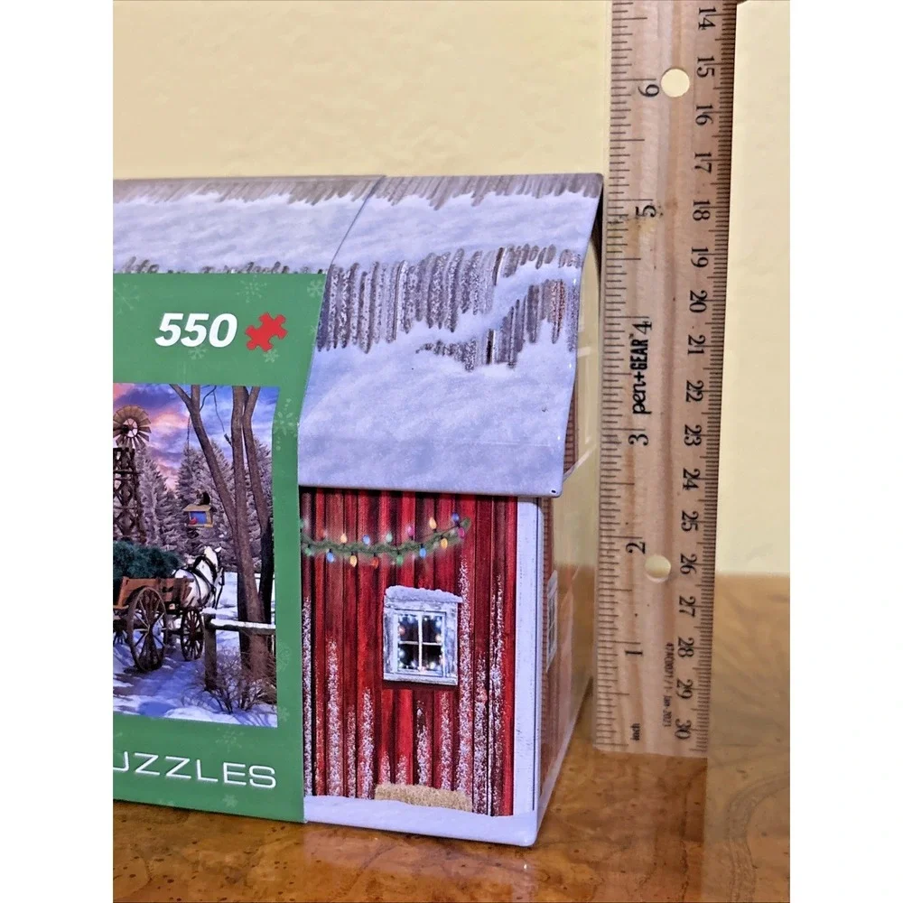 Eurographics Christmas Barn Puzzle 550 Pieces Collectible Tin